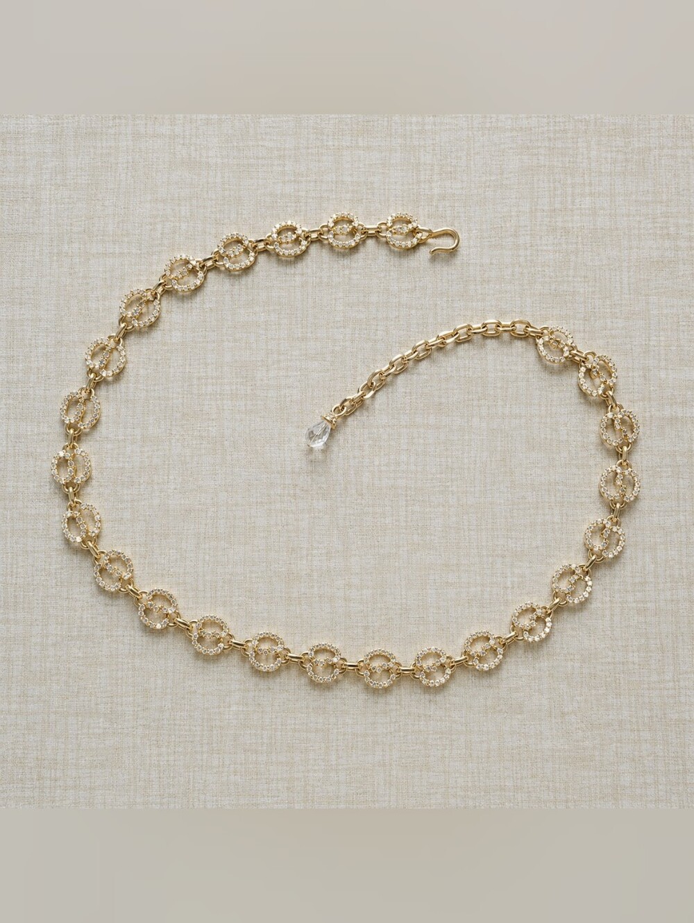 Vintage St. John Gold Tone Crystal Rhinestone Chain Belt 43" Statement